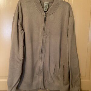 Scandia Woods Beige, 100% cotton, Full Zip Sweater Jacket. Size 3XL.
